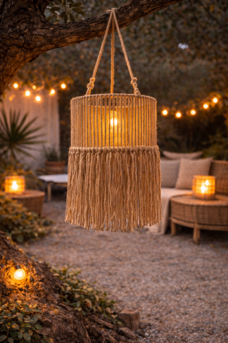 ibiza solar lamp, solar hanglamp tuin, boho buitenlamp, jute solar lamp, solar verlichting tuin, ibiza tuinlamp, buitenlamp zonne energie